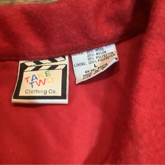 Wool Women's Cardigan Jacket Shirt L Button Front Red Snowman Stars Christmas - Picture 3 of 6